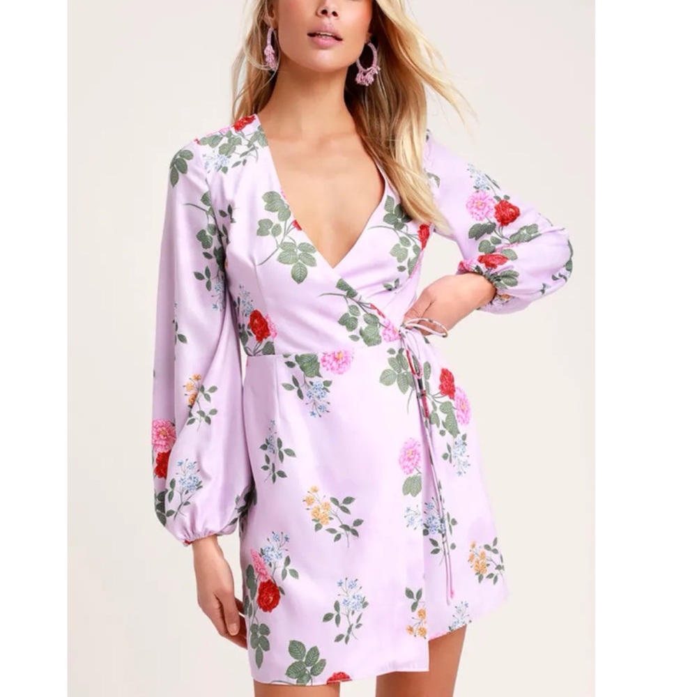 $170 NWT Keepsake Pretty One Wrap Dress Lilac Floral XS - Picture 4 of 14